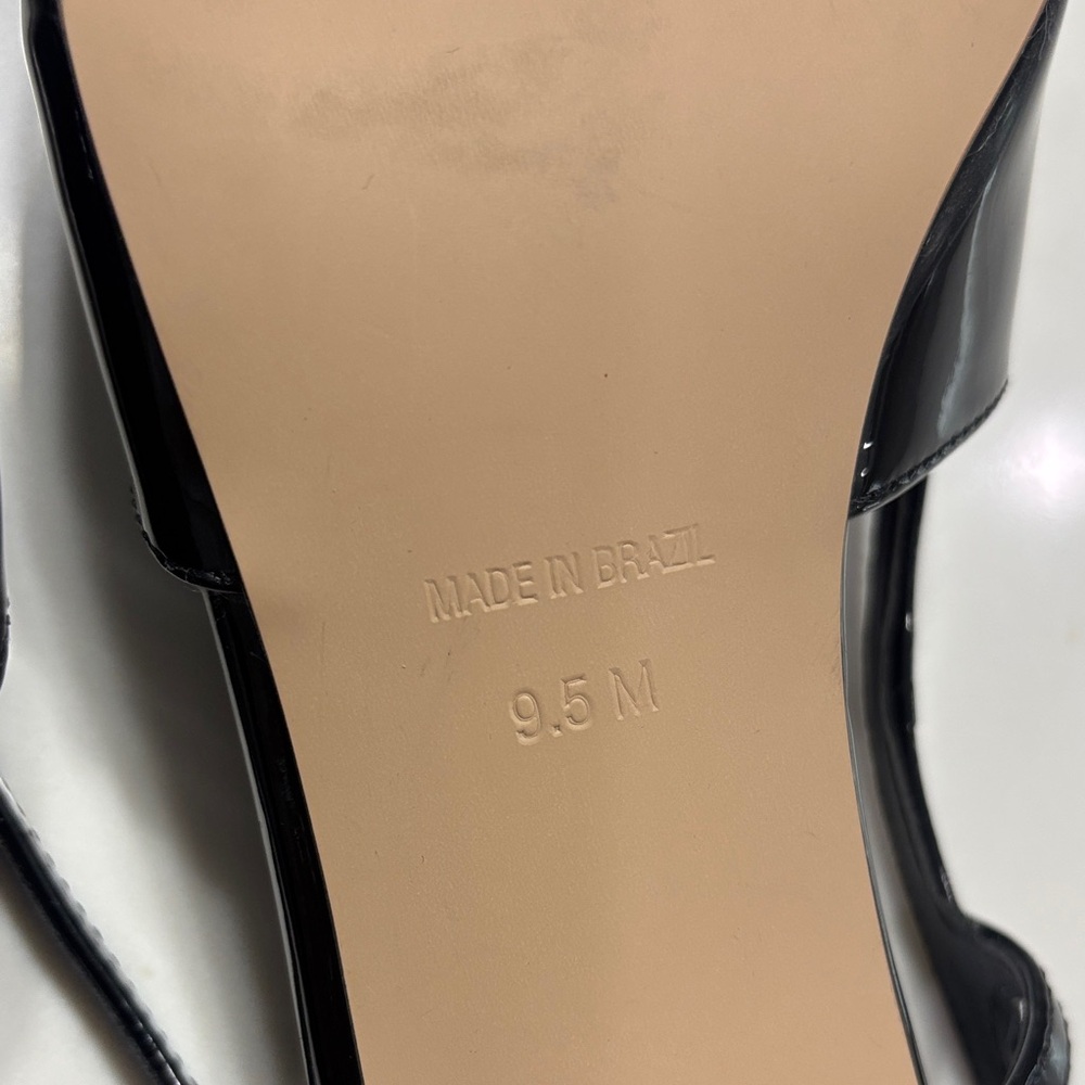 Steve Madden Black Patent Pointed Slingback Pumps - Picture 11 of 12